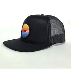 Flat Bill Trucker Hat - Black