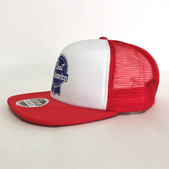 Flat Bill Trucker Hat - Red