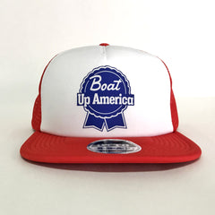 Flat Bill Trucker Hat - Red